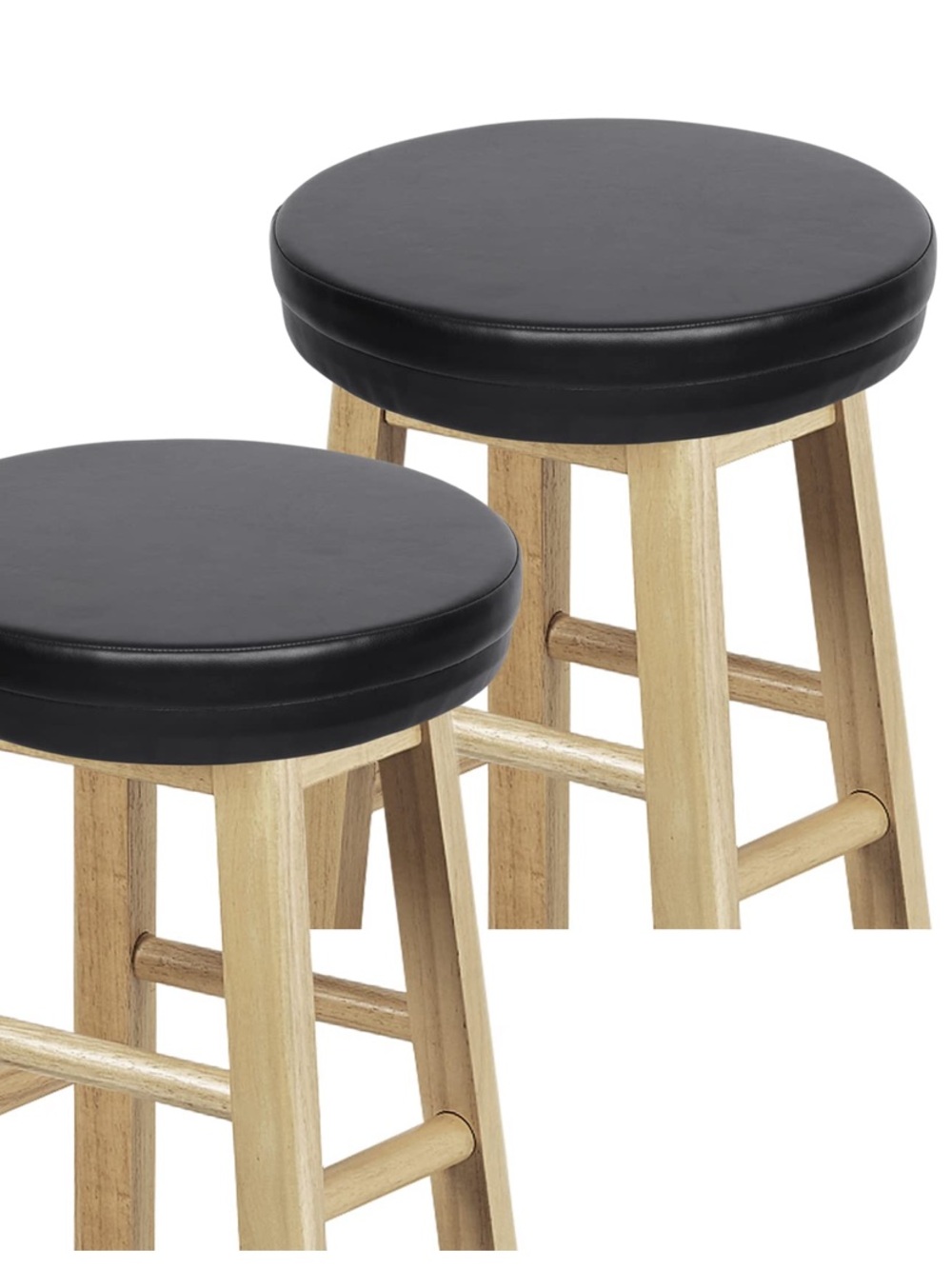 Barstool Cushion Set Round Foam Padded Seat Covers Waterproof Faux Leather BLACK